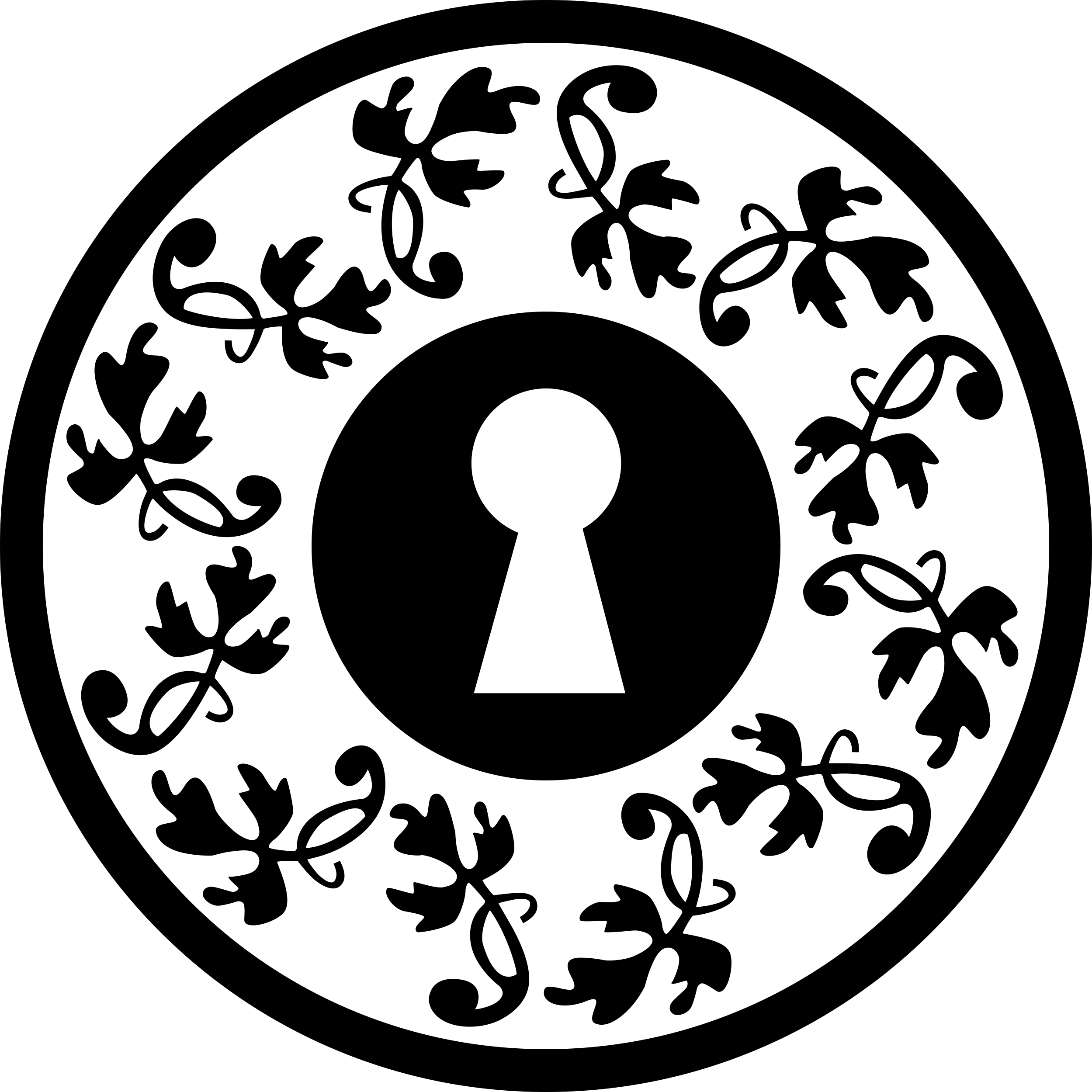 Keyhole In A Circle With Flowers Design Outline Svg Vector Free Vectors
